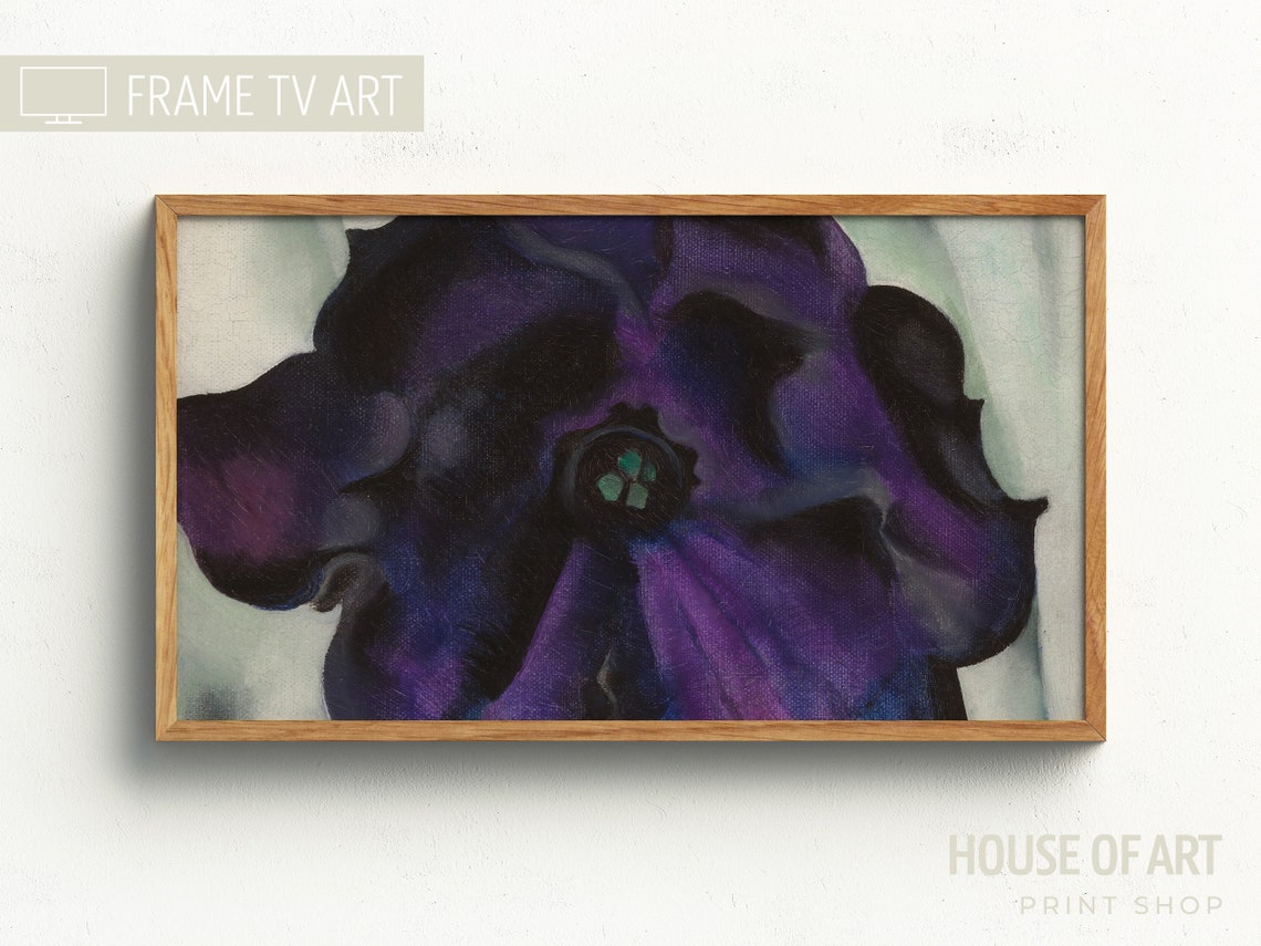 Purple Petunia Flower Close Up Vibrant Modern Botanical Painting Print