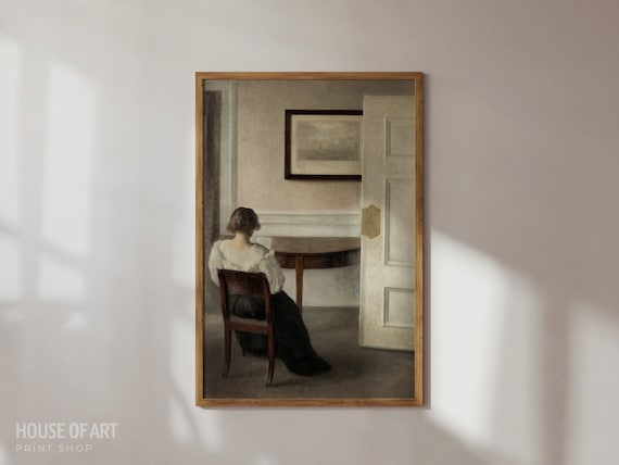 Vilhelm Hammershoi Woman Seated Interior Quiet White Room Painting Print