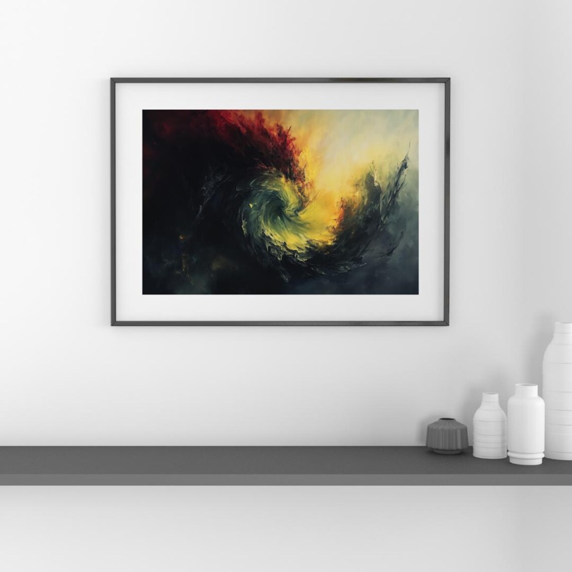 Whirl Of Chaos Abstract Oil Painting, Dark Mood Decor - Image 4