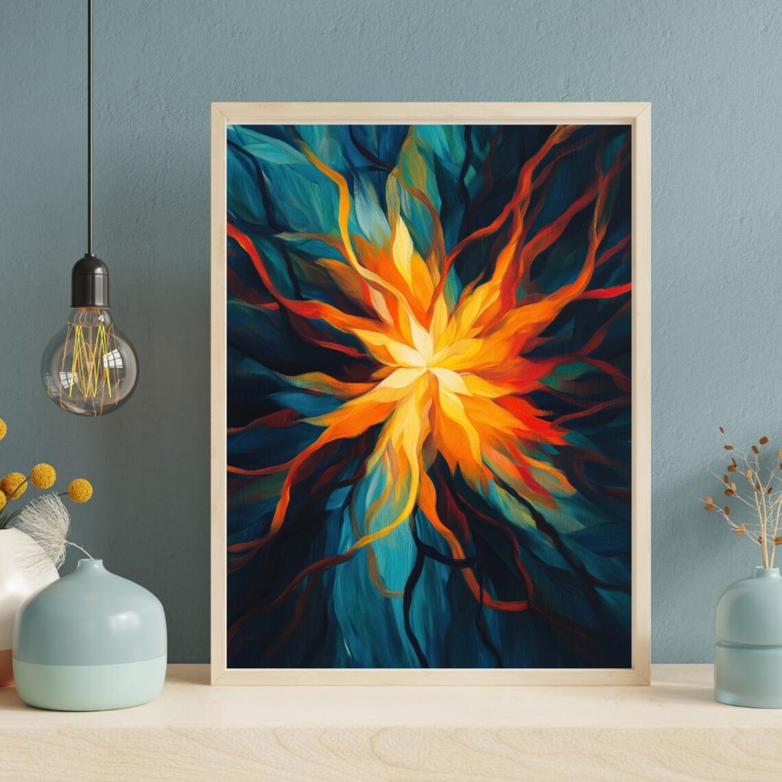 Fiery Bloom Abstract Flower Explosion Art Print - Image 5