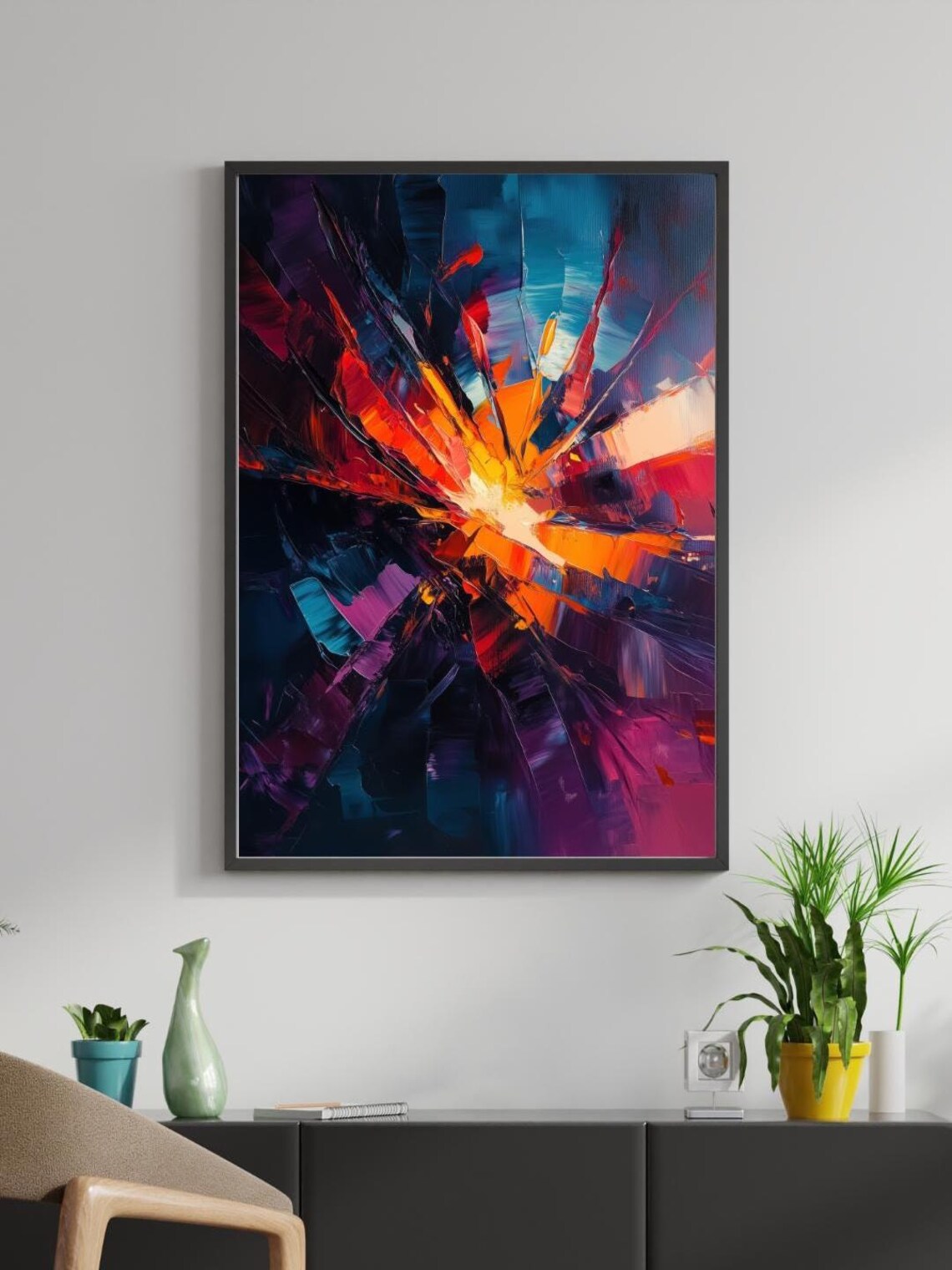 Color Burst Abstract Art, Dynamic Explosion Painting - Image 2