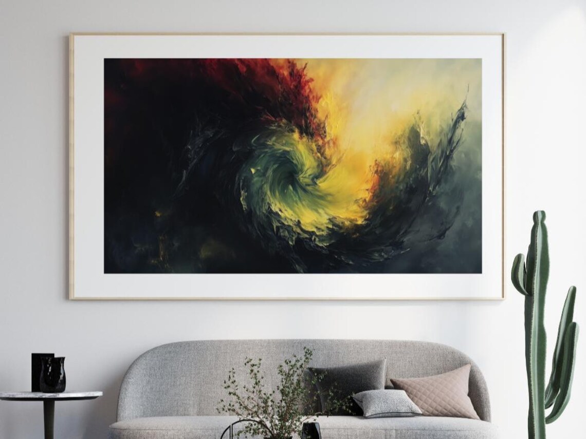 Whirl Of Chaos Abstract Oil Painting, Dark Mood Decor - Image 3