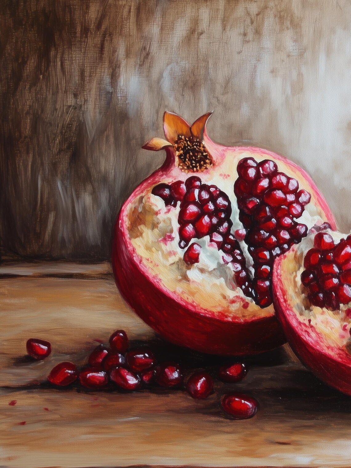 Pomegranate Still Life, Realistic Fruit Art Print - Image 2