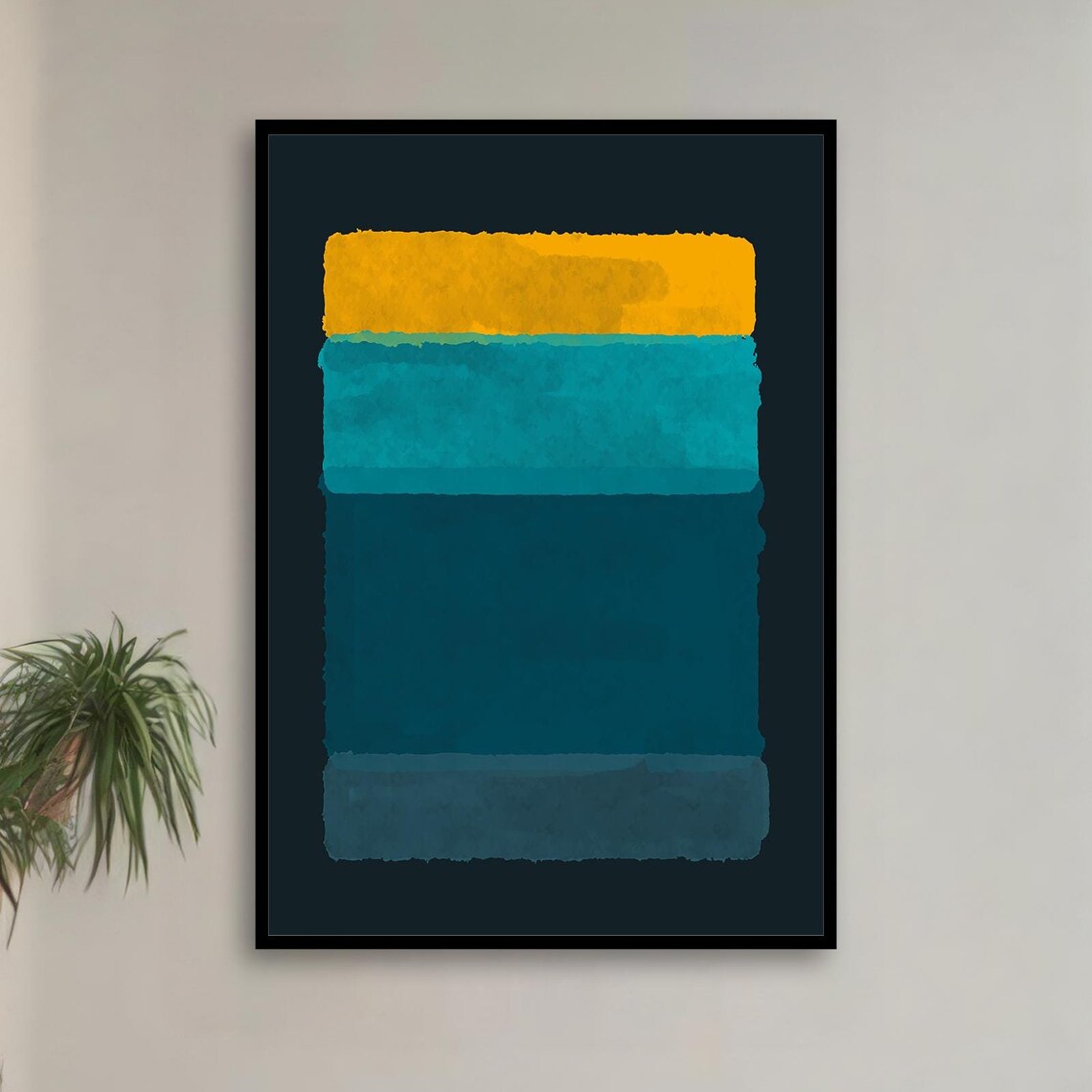 Rothko Style Gold Teal Blue Color Field Modern Abstract Poster