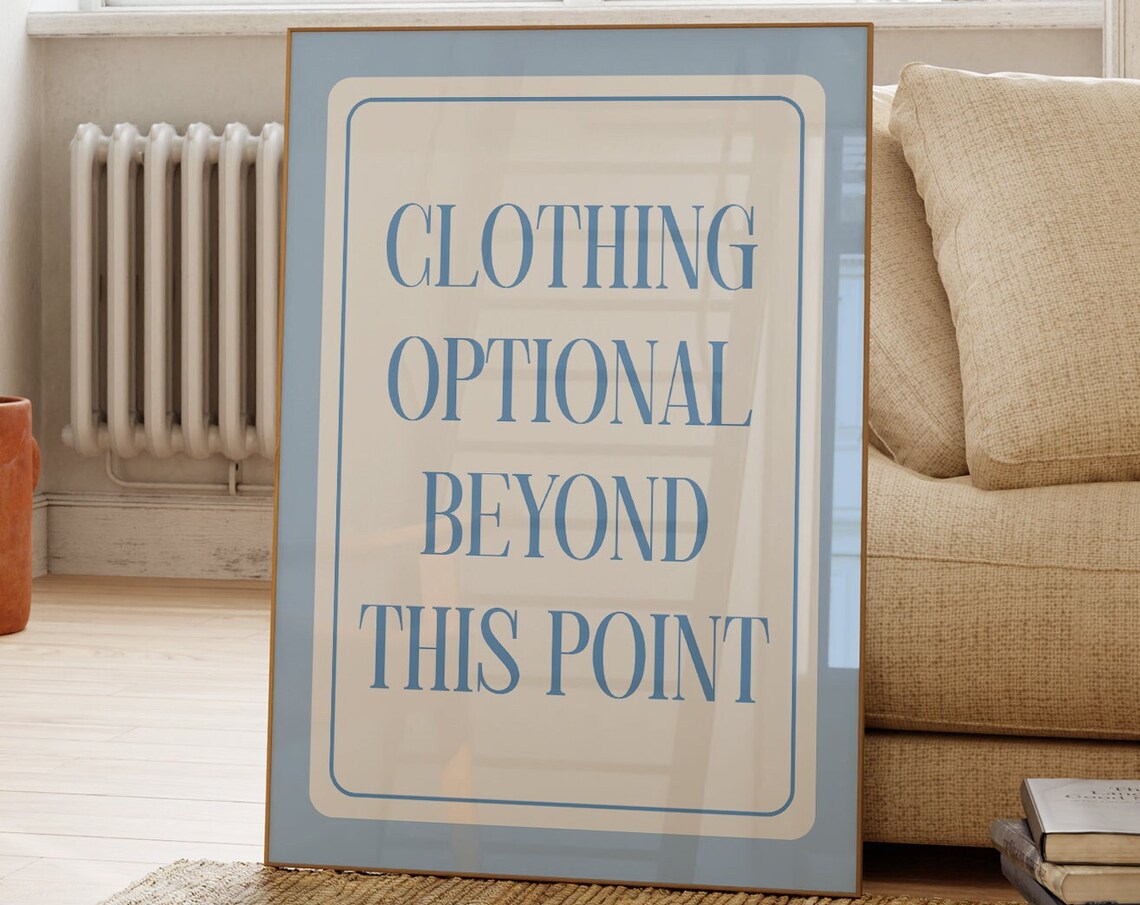 Clothing Optional Beachy Typography Art Print