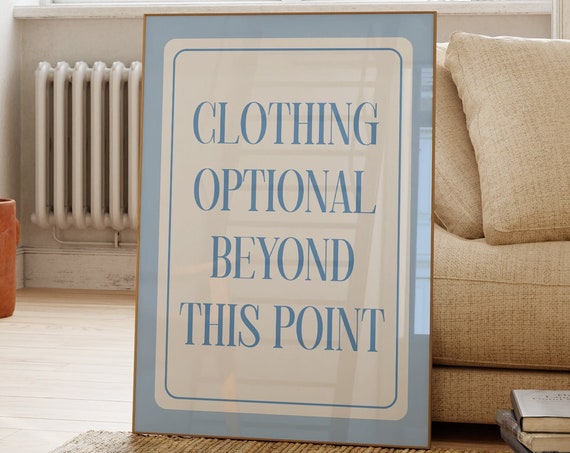 Clothing Optional Beachy Typography Art Print