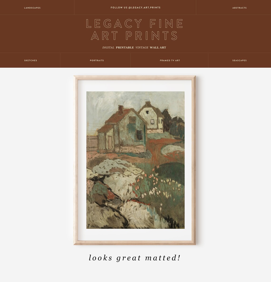 Cottage Core Autumn Landscape Art Print, Neutral - Image 3