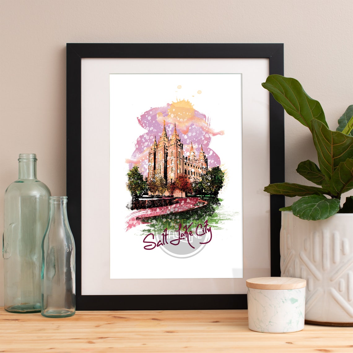 Salt Lake City Print Salt Lake City Skyline Salt Lake City Art Salt Lake City Poster Salt Lake City Watercolor Salt Lake City Art Print
