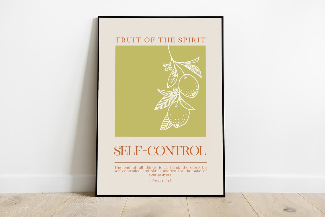 Fruit Of The Spirit Wall Art Print Galatians 522 Christian Wall Art Scripture Wall Art Self Control Bible Verse Print - Image 4