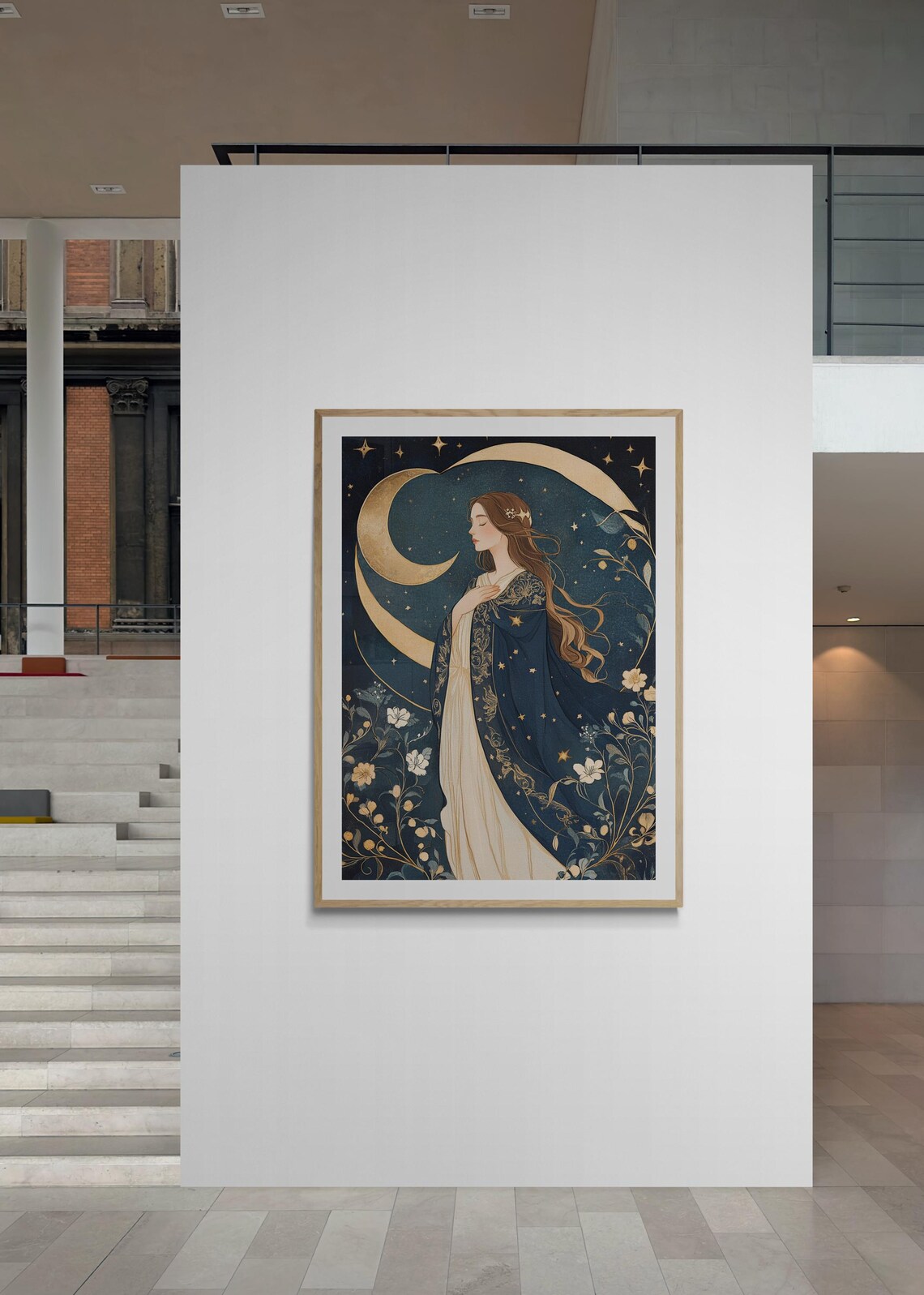 Art Nouveau Moon Goddess, Mystical Wall Decor - Image 4