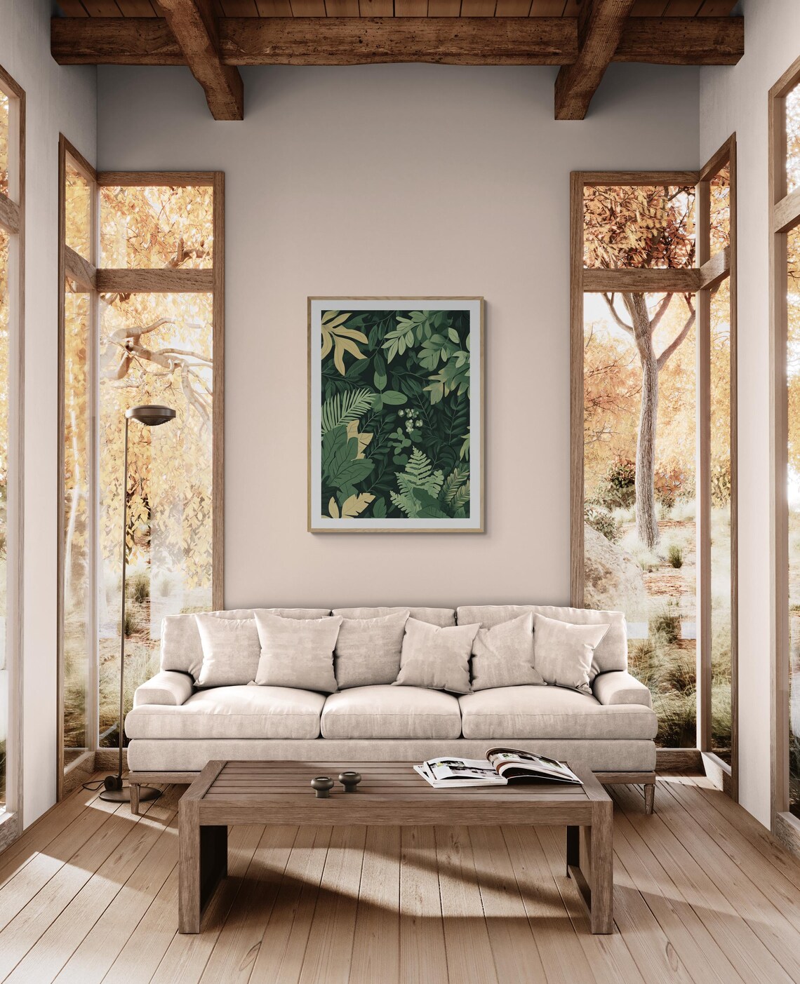Dark Green Botanical Forest Leaves Ferns Moody Jungle Wall Art Poster - Image 2