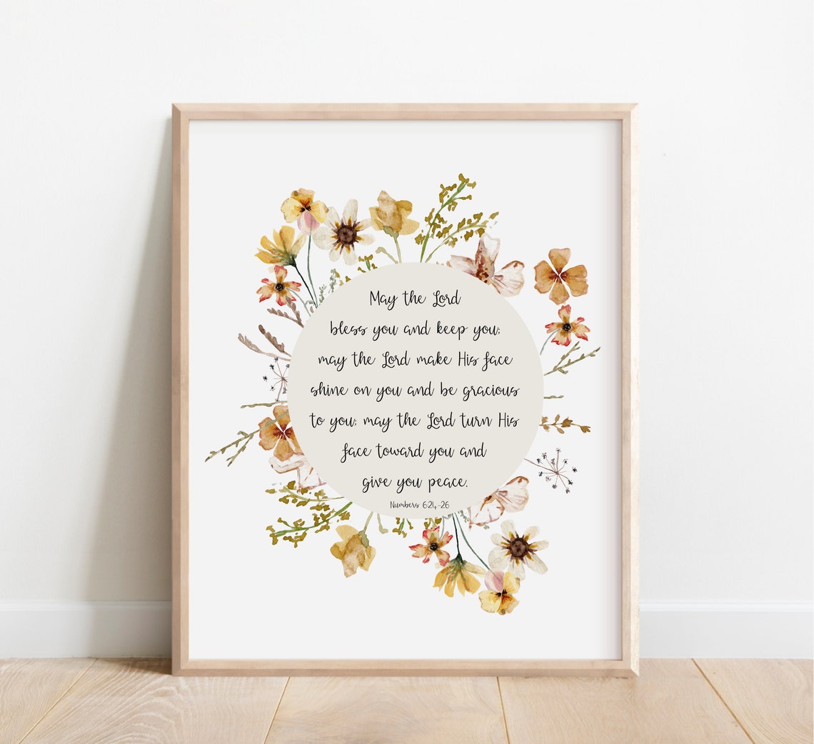 Numbers 6 24 May The Lord Bless You And Keep You Floral Poster