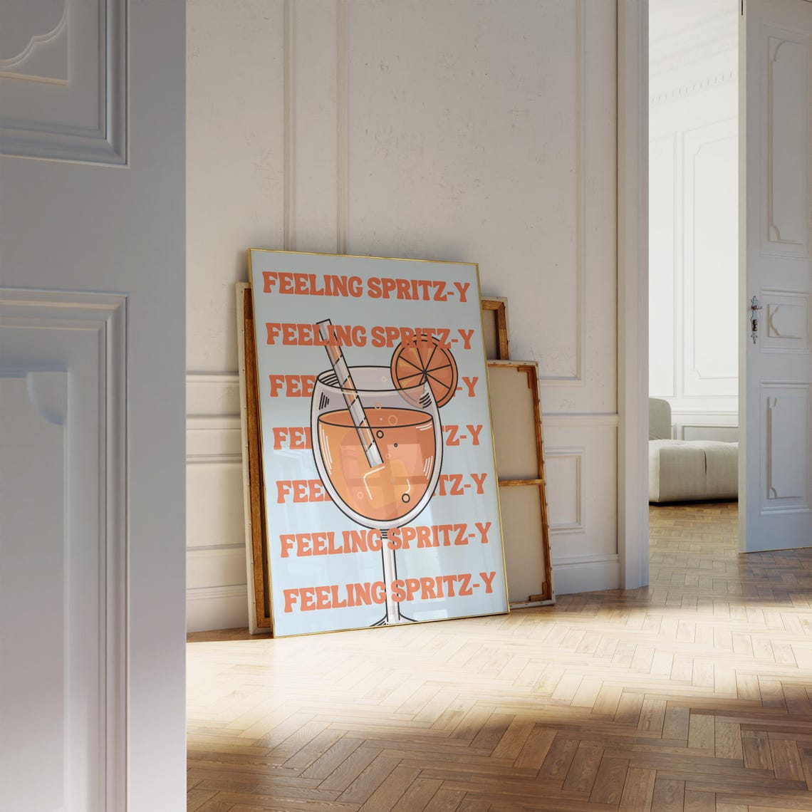 Feeling Spritzy Retro Typography Poster Orange Cocktail Glass Art - Image 2