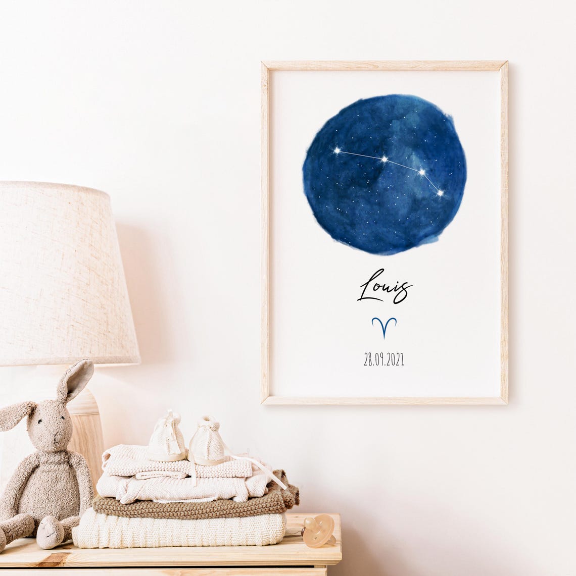 Aries Constellation Blue Circle Personalized Name Gift Poster - Image 5
