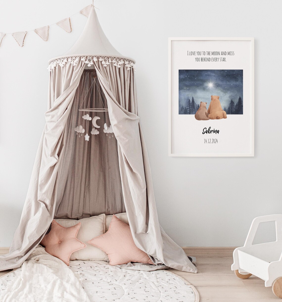 Personalized Bears Watching Stars Night Sky Memorial Quote Poster - Image 3