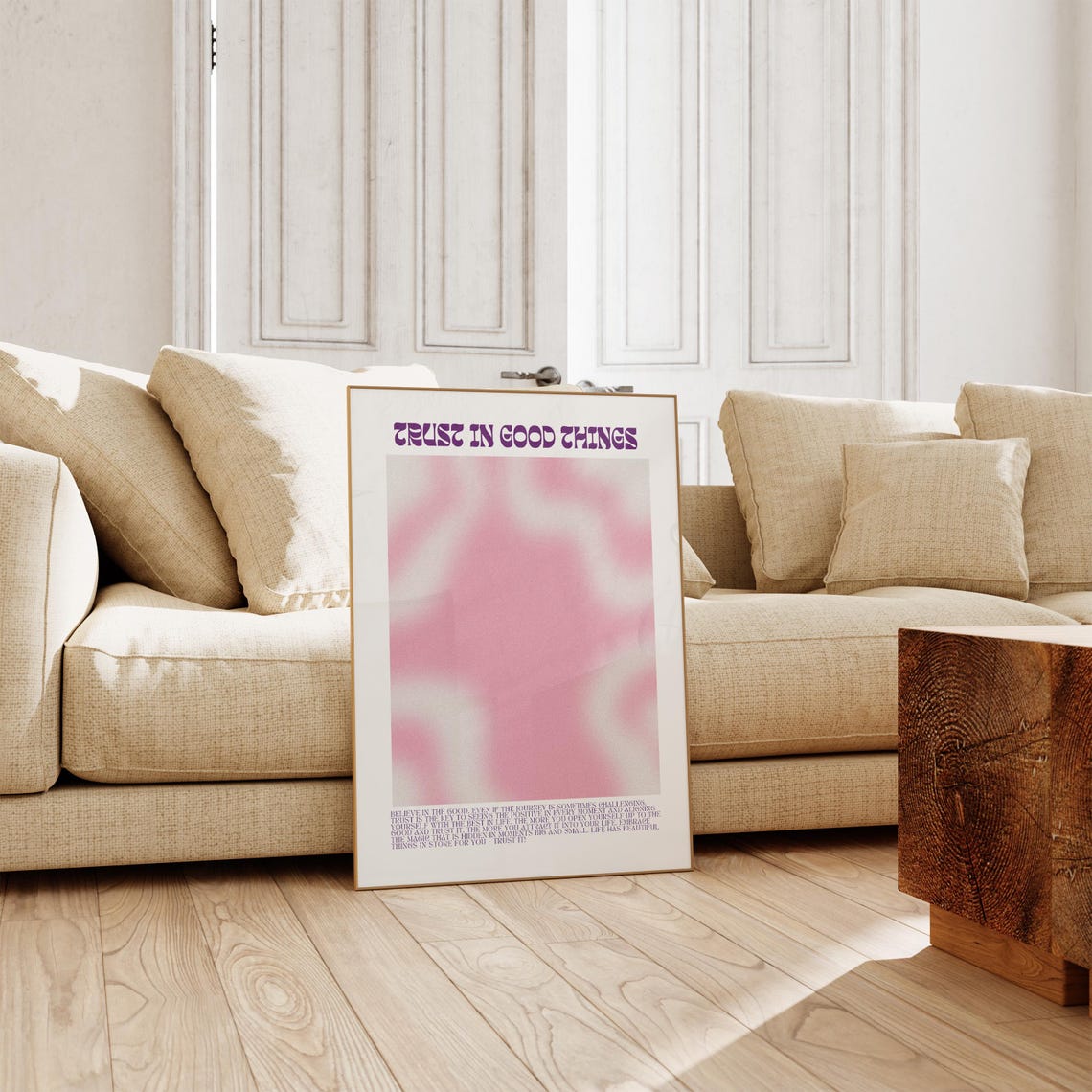 Trust In Good Things Pink Aura Poster Retro Typography Affirmation Art - Image 2