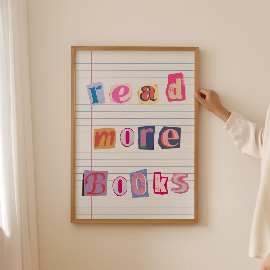Read More Books Collage Cutout Letters Notebook Paper Poster