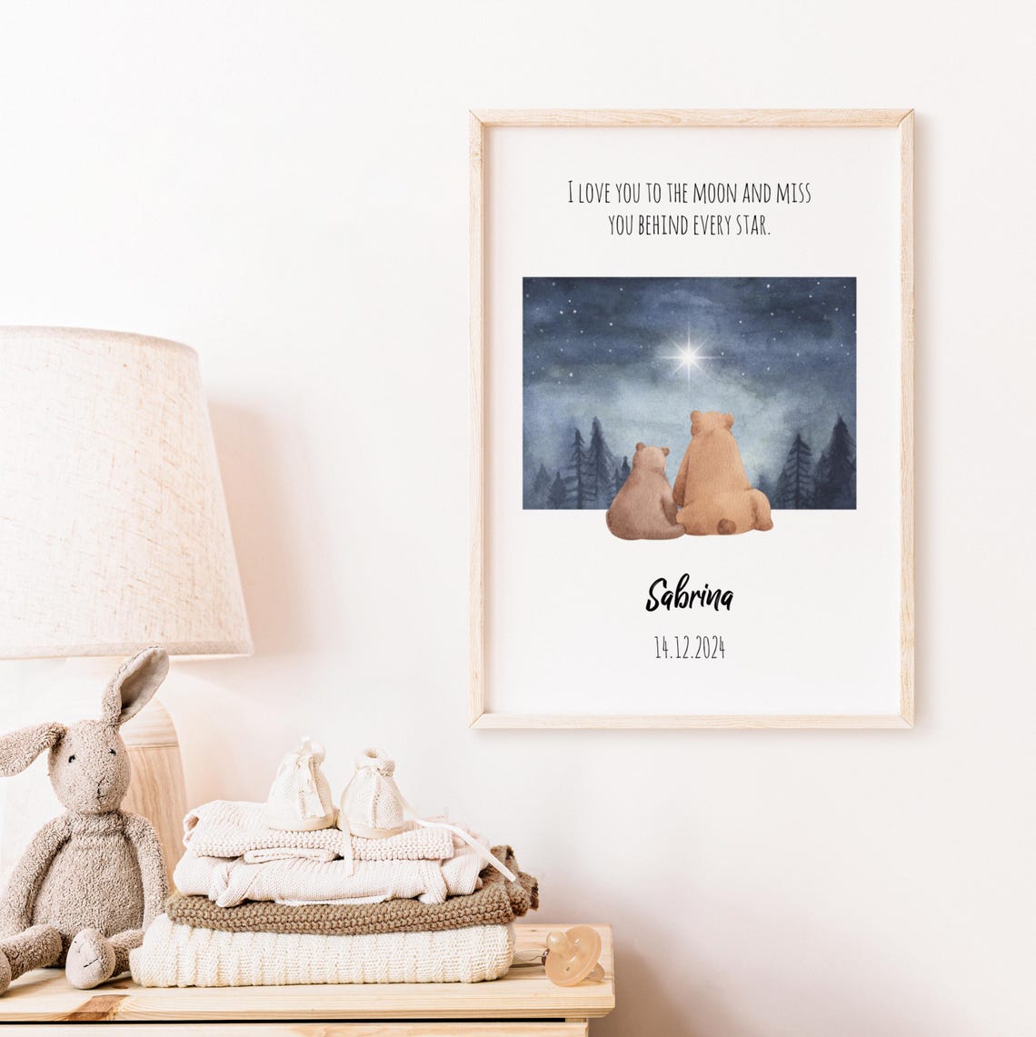 Personalized Bears Watching Stars Night Sky Memorial Quote Poster - Image 5