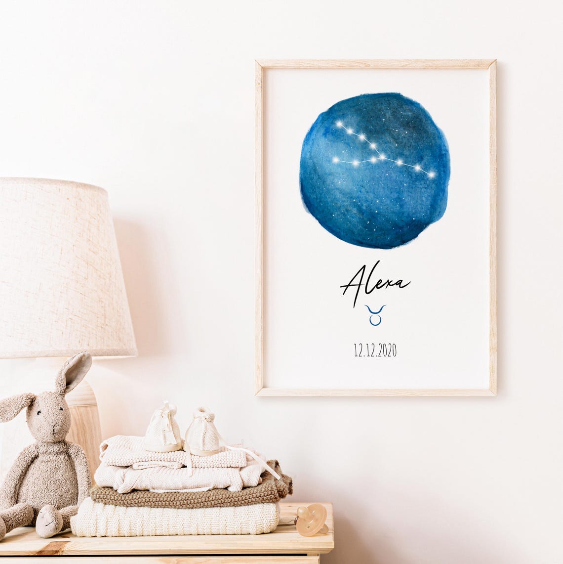 Taurus Constellation Blue Circle Personalized Name Gift Poster - Image 5
