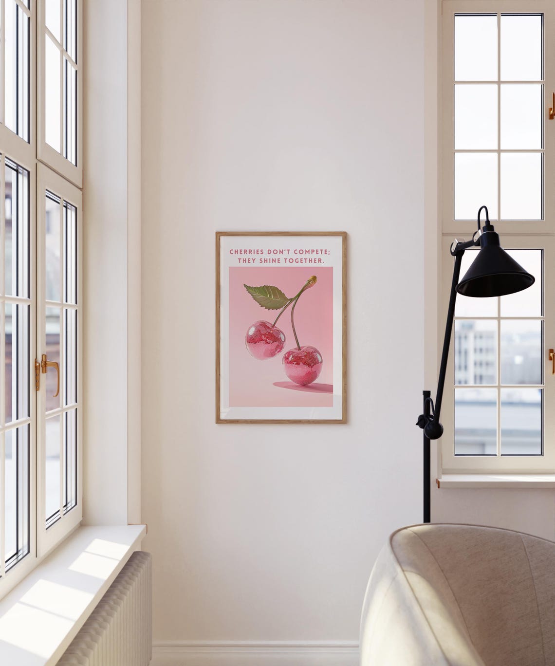 Cherry Disco Ball Quote Pink Sparkle Fruit Kitchen Decor Poster - Image 4