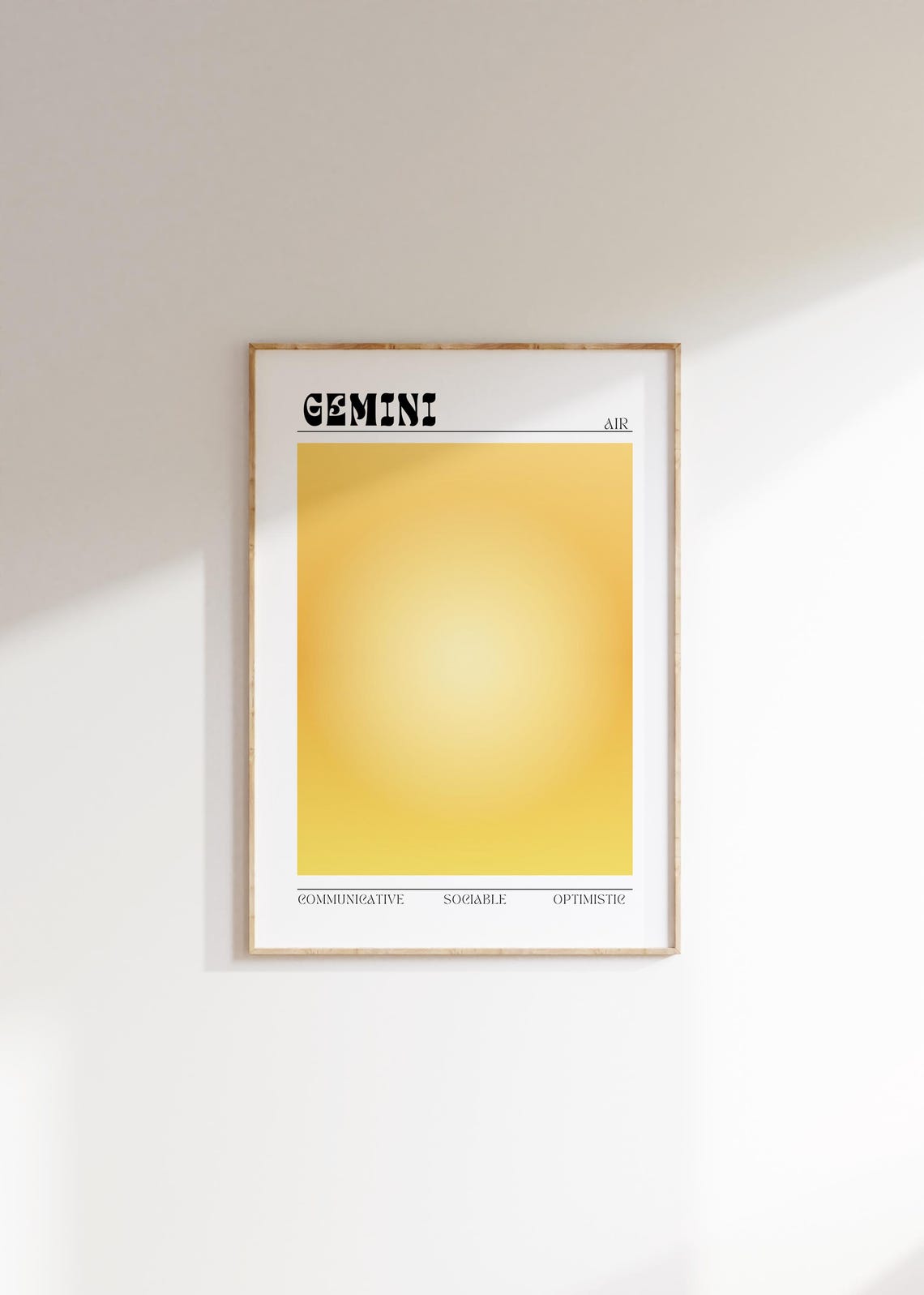 Gemini Yellow Aura Zodiac Sign Poster Air Sign Astrology Wall Decor - Image 3