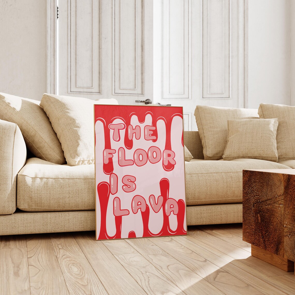 The Floor Is Lava Red Drippy Bubble Letter Fun Quote Wall Art Poster - Image 2