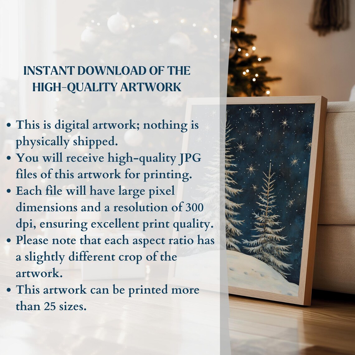 Winter Forest Vintage Snowy Forest Christmas Art Print - Image 2