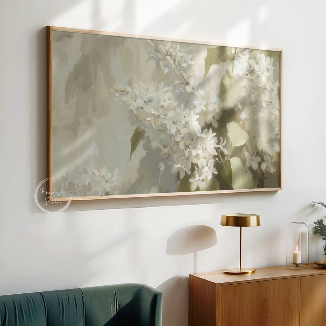 White Lilac Blossoms Soft Impressionist Spring Floral Wall Art - Image 6
