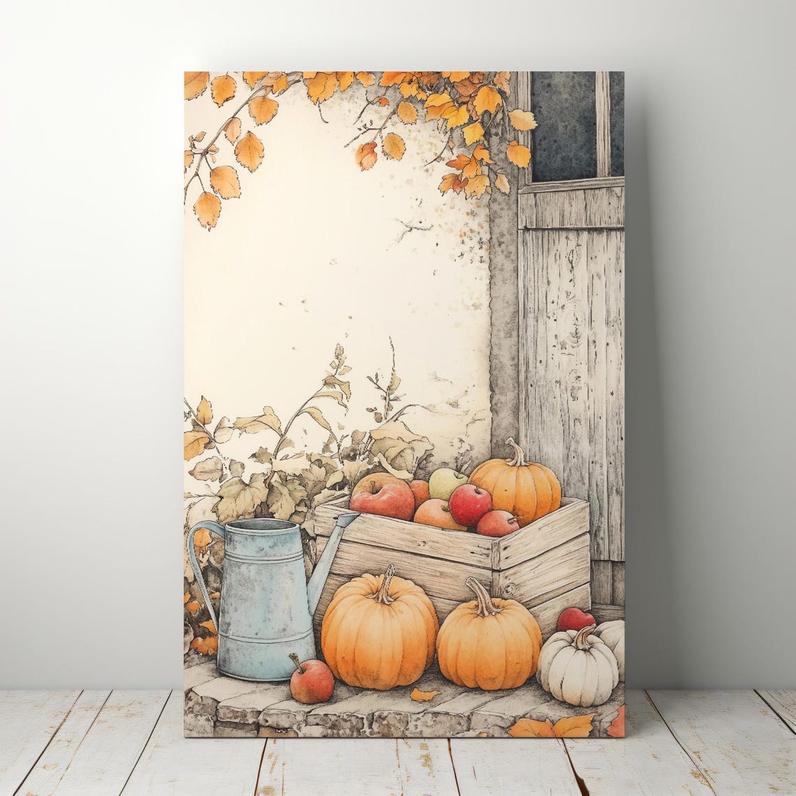 Pumpkins and Apples in Wooden Crate Rustic Fall Harvest Poster - Image 4