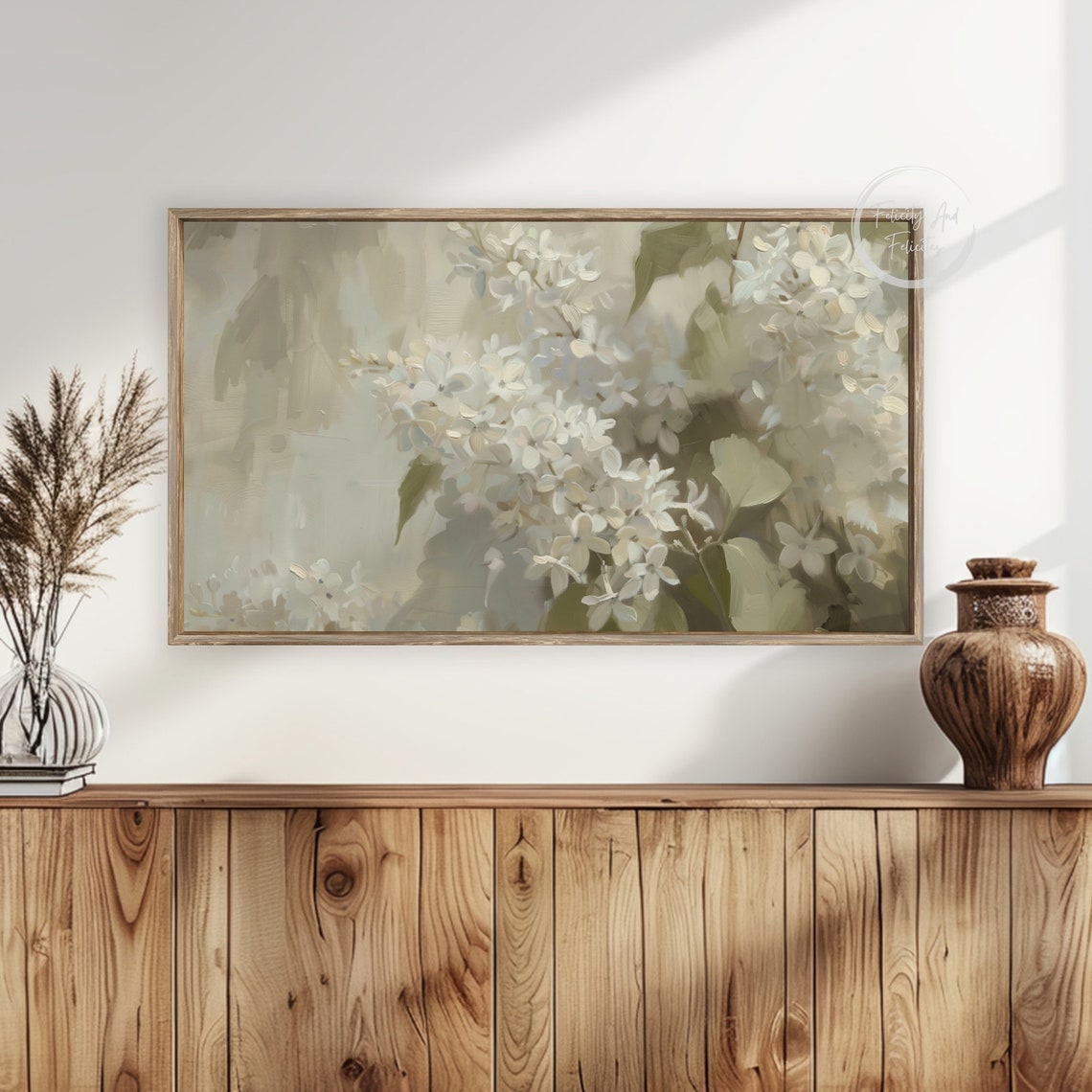 White Lilac Blossoms Soft Impressionist Spring Floral Wall Art - Image 5