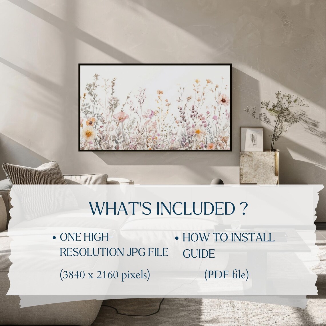 Watercolor Wildflower Field Pink Purple Blooms Soft Spring Floral Art Poster - Image 2