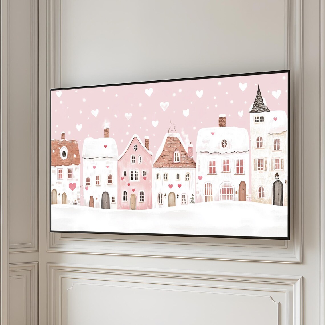 Valentine Village Heart Art Print, Pink Aesthetic - Image 4