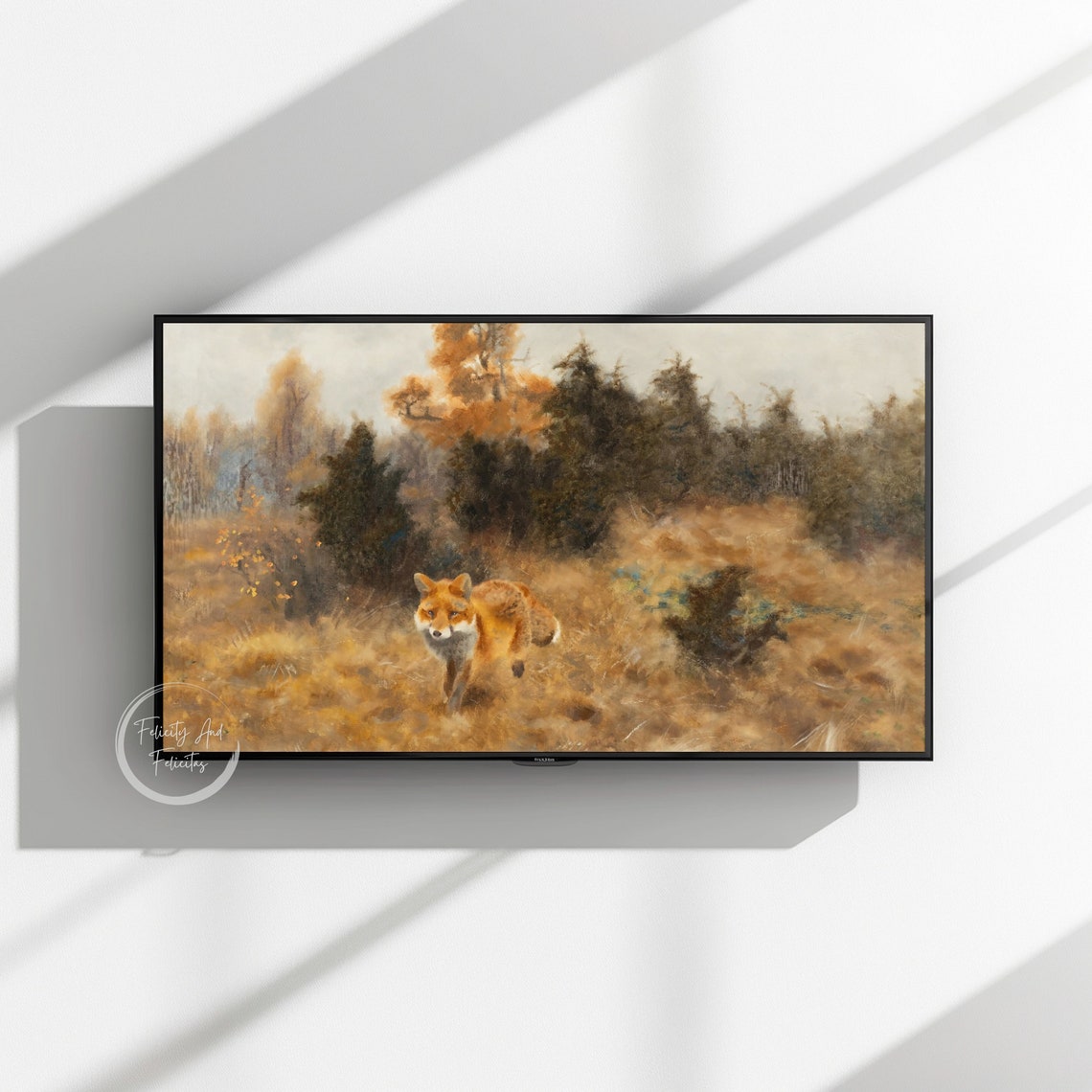 Fox Walking Through Golden Autumn Meadow Painterly Art Poster - Image 3