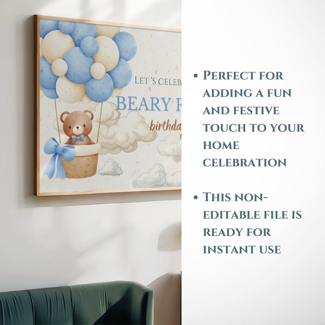 Beary First Birthday Teddy Bears Balloons Party Banner Poster - Image 6