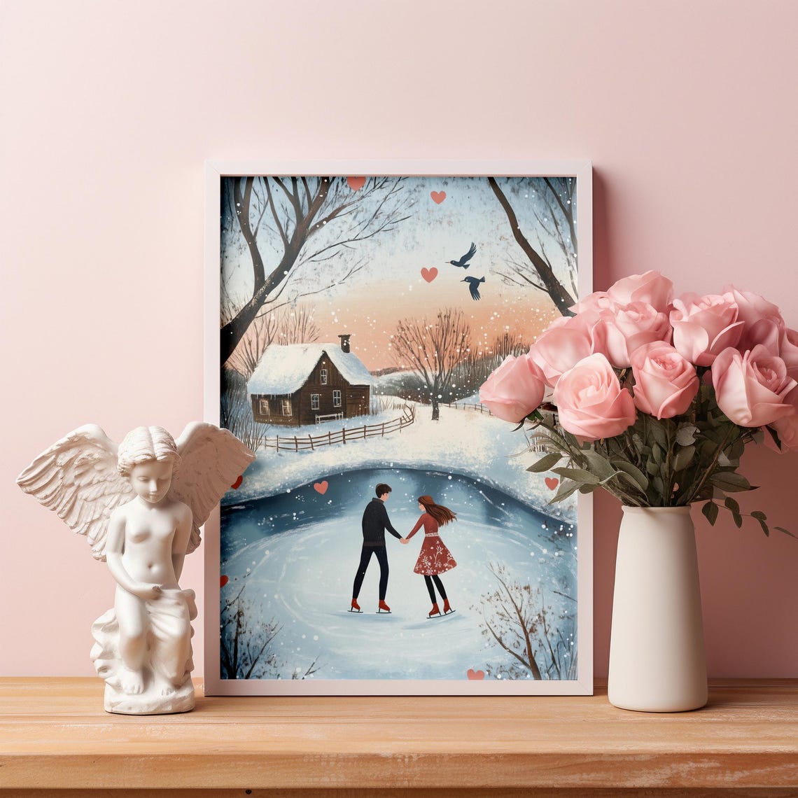 Cute Valentines Day Wall Art Couple Valentines Day Art Valentines Day Painting Romantic - Image 4