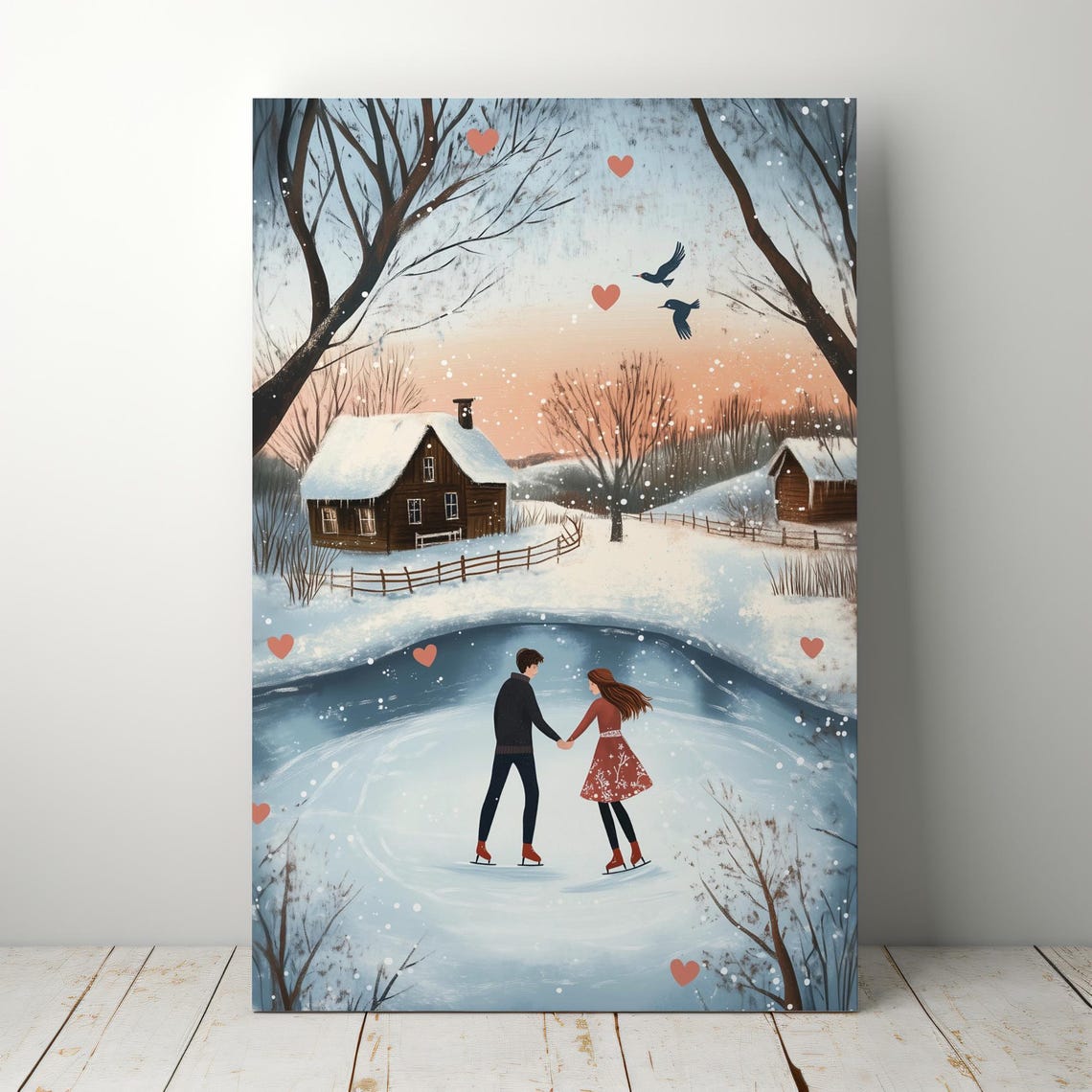 Cute Valentines Day Wall Art Couple Valentines Day Art Valentines Day Painting Romantic - Image 3