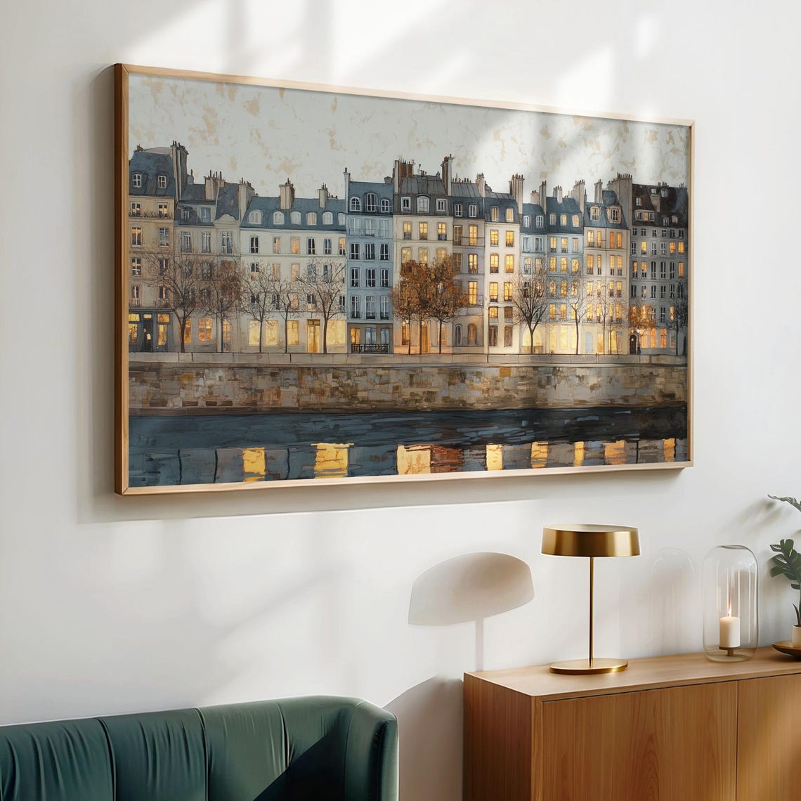 Paris Riverside Evening Glow Haussmann Architecture Wall Art - Image 6