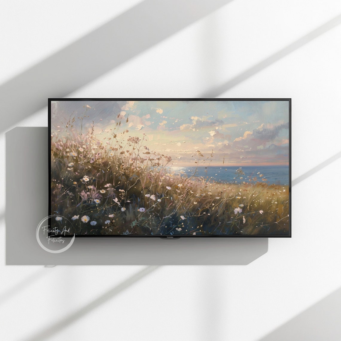 Coastal Wildflower Meadow Impressionist Painting Ocean View Poster - Image 3