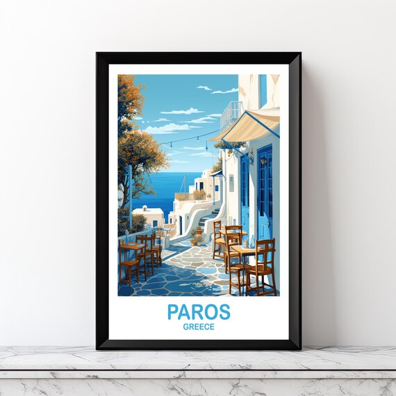 Paros Greece Travel Seaside Taverna Alley Whitewash Cyclades Poster