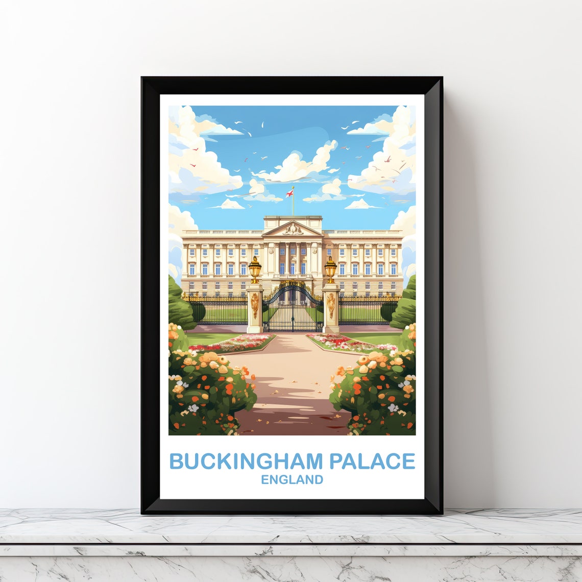 Buckingham Palace Travel Art London Travel Art England Poster Buckingham Travel Art England Travel Wall Art Dt2euenlo1