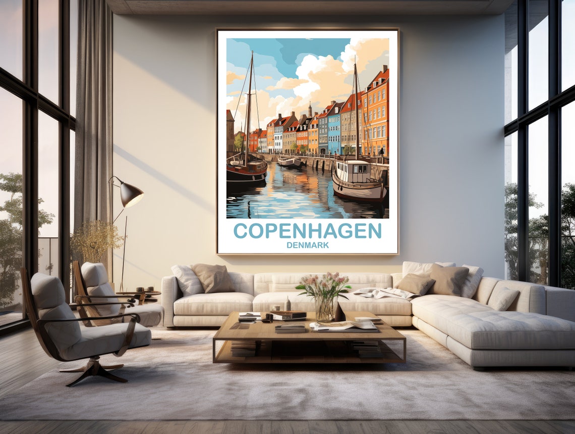 Copenhagen Denmark Travel Poster Art Copenhagen Travel Art Denmark Poster Copenhagen Denmark Travel Art Travel Wall Art T2eudeco1 - Image 3