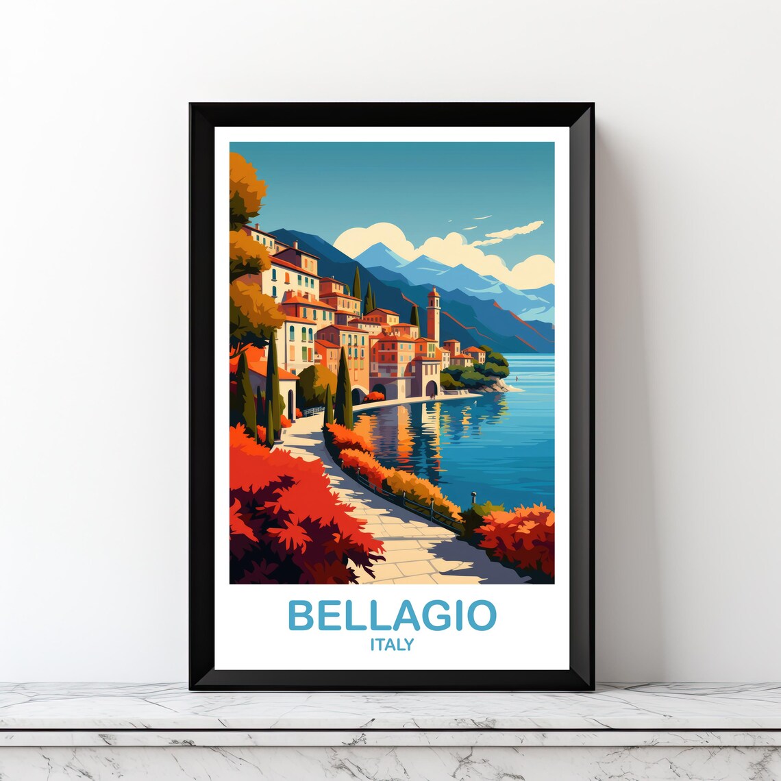 Bellagio Italy Travel Poster, Europe Wall Art