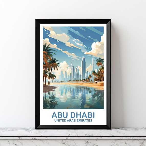 Abu Dhabi Travel Wall Art Digital Dubai City Skyline Vibrant Sunset Dt2asuaead2
