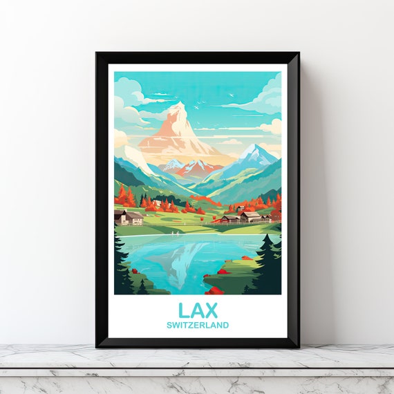 Lax Travel Wall Art Digital Switzerland Printable Poster City Skyline Sunset Dt2euswla1