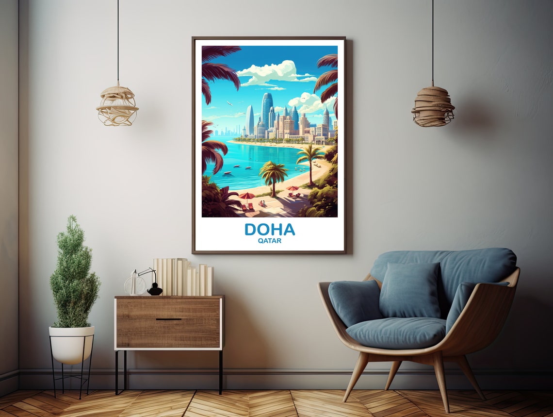 Doha Travel Wall Art Doha Skyline Qatar Travel Art City Skyline Wall Art Travel Art Asia Travel Art Dt2asqado1 - Image 3