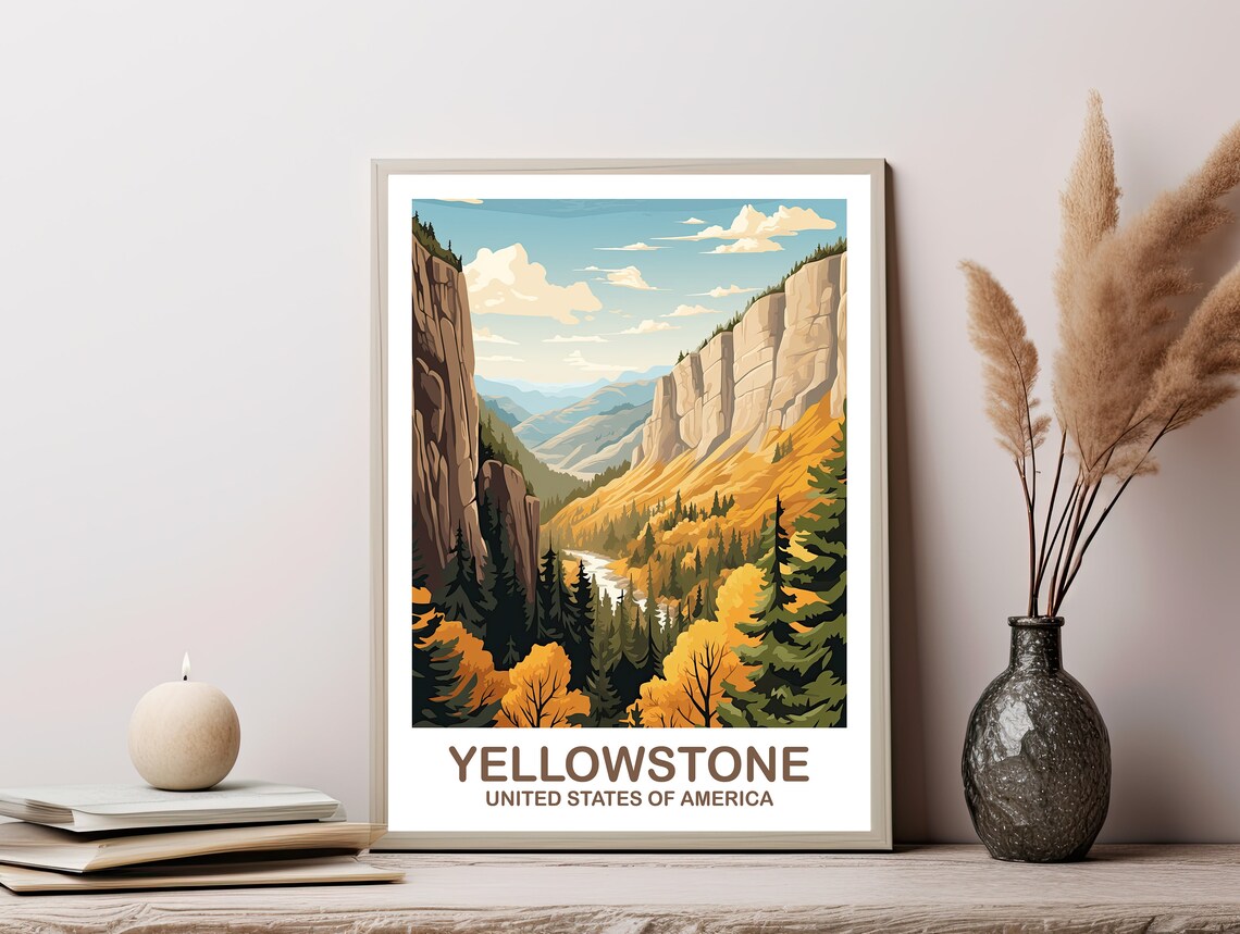 Yellowstone National Park Travel Print Travel Wall Art National Park Wall Art Yellowstone National Park Art Dt2nawyynp1 - Image 3