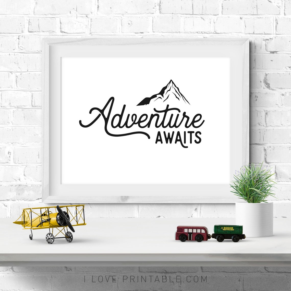 Adventure Awaits Mountain Peak Horizontal Typography Wall Poster - Image 3