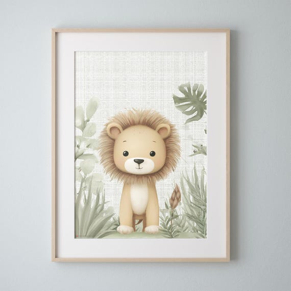 Lion Nursery Art Print Cute Jungle Animal Decor For Kids Room