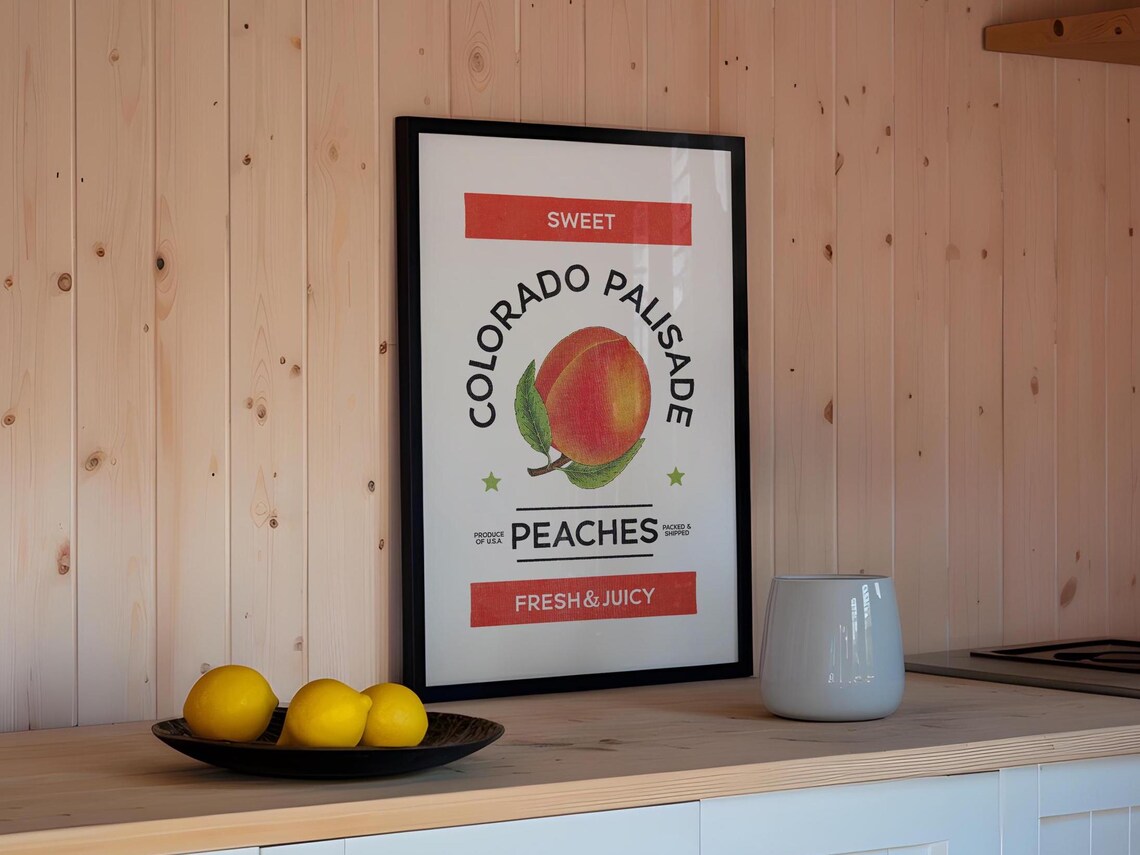 Sweet Colorado Palisade Peaches Fresh and Juicy Retro Poster