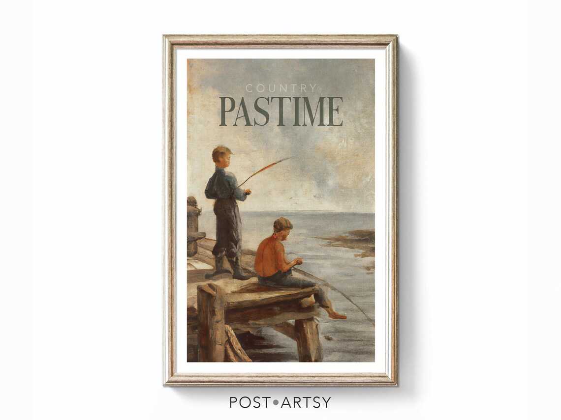 Vintage Fishing Poster Print, Retro Angler Wall Art